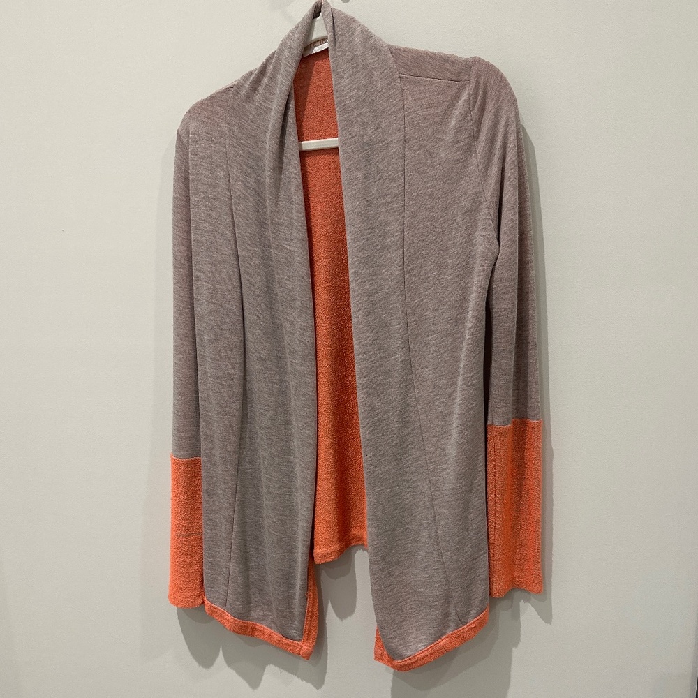 Orange Space Dye Open Cardigan